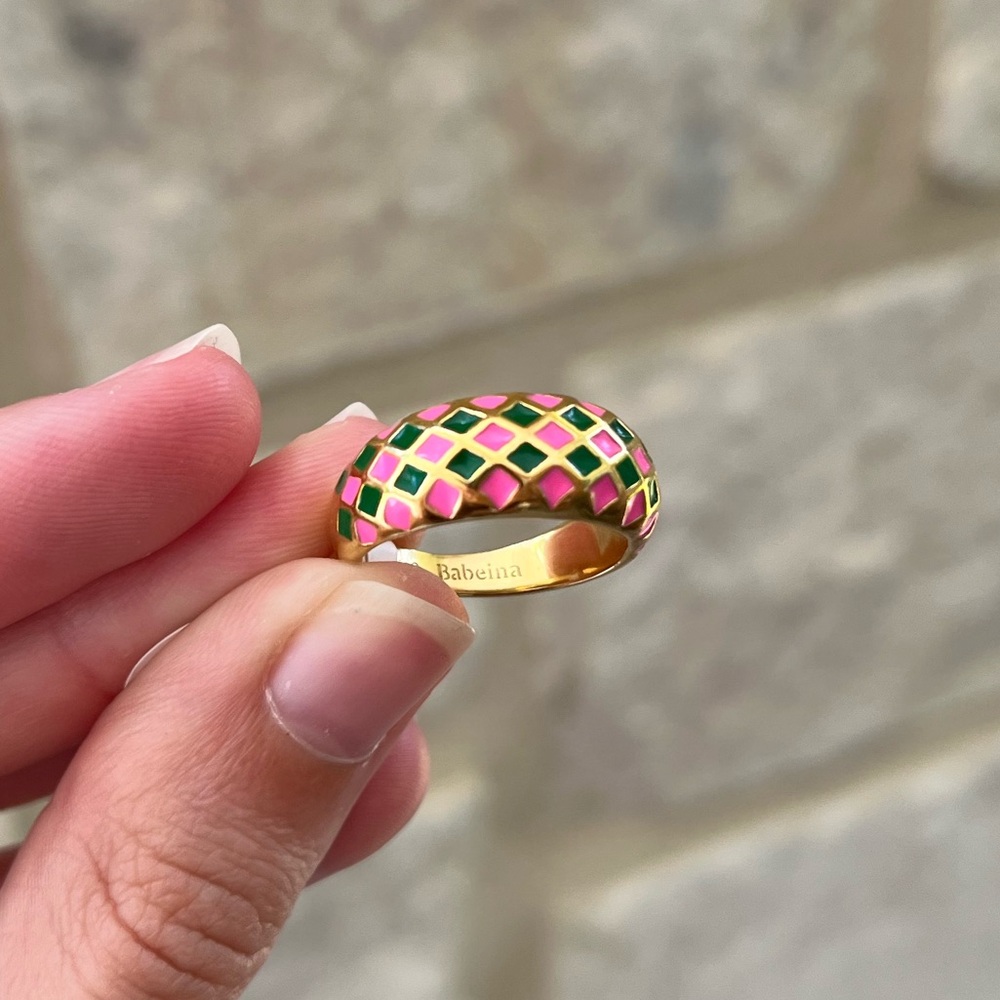 NWT! Babeina Colorful Mosaic Gold Ring